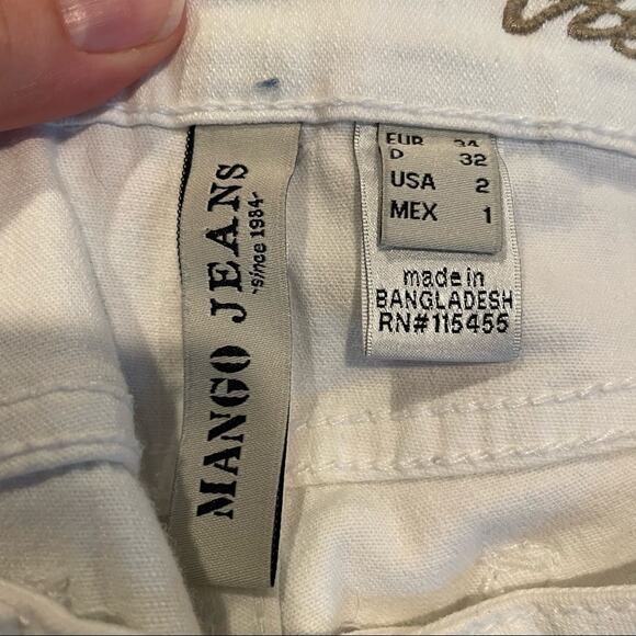 Mango Atice White Skinny Jeans Low Rise Y2K Womens 2 Casual Zip Fly Classic - Picture 9 of 10